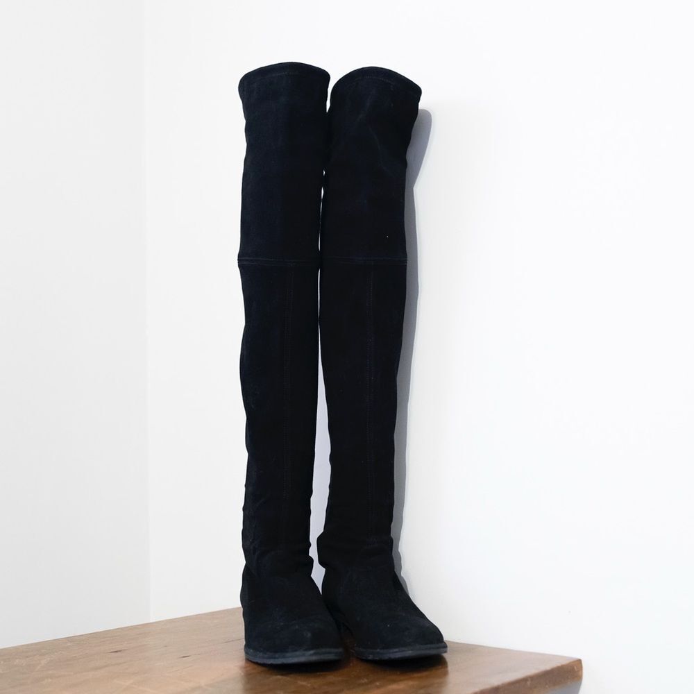 Stuart Weitzman Lowland Over-the-Knee Black Suede Boots Size 7.5 - Picture 6 of 12
